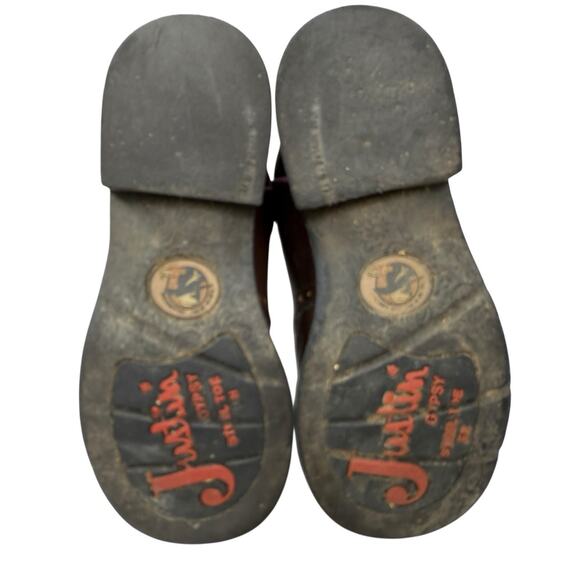 Justin Gypsy Western Work Boots Women size 8B Steel Toe Brown Leather Cowgirl - Picture 8 of 12